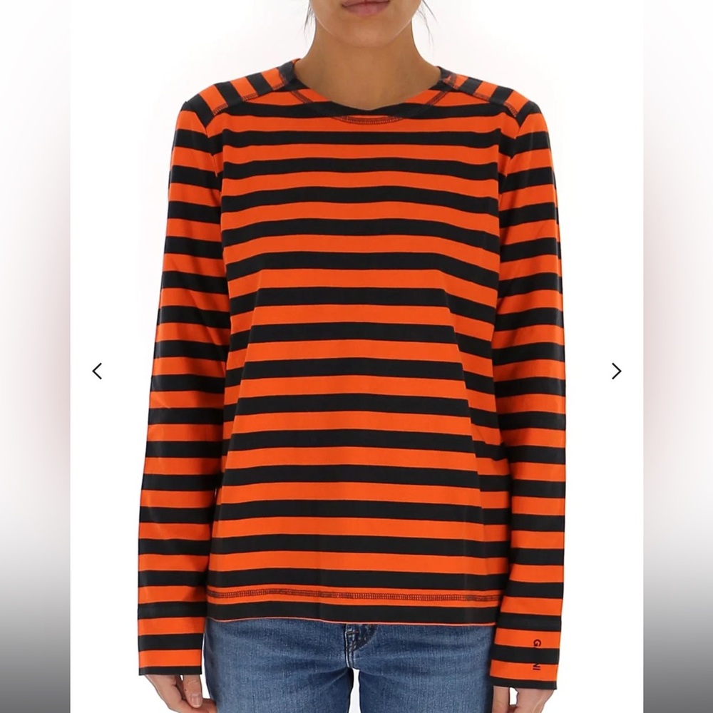 Ganni Stripped Jersey Long sleeve T-Shirt Flame